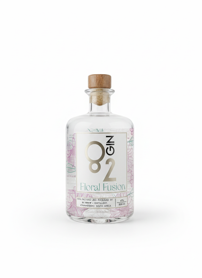 82 Brewing Co Floral Fusion craft gin bottle, lavender and rose, 500ml