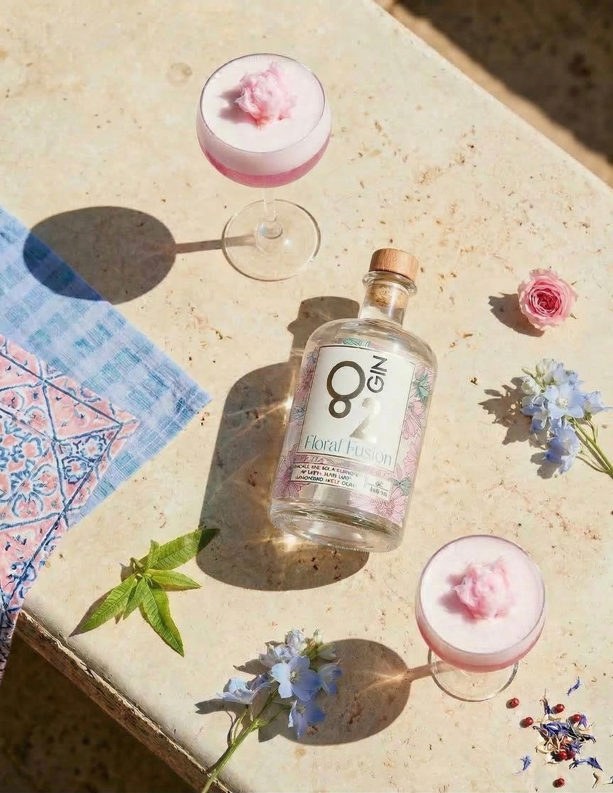 Floral Fusion craft gin lifestyle photo, wedding gin Gauteng
